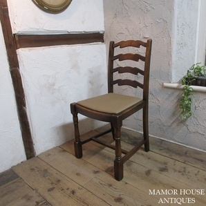 イギリス アンティーク 家具 ダイニングチェア 椅子 イス ラダーバック 店舗什器 カフェ 木製 エルム 英国 DININGCHAIR 4285eの画像1