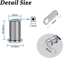 カムロック6個セット 錠 30mm 引き出し キャビネット ドア ロックシリンダー錠 補助錠 戸棚/食器棚/郵便ポスト/ロッカー/_画像2