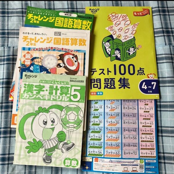 進研ゼミ 2年生 チャレンジ テスト100点 問題集 かけ算ポスター