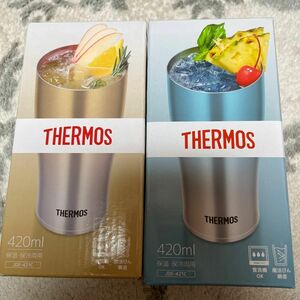 THERMOS 真空断熱タンブラー 420ml JDE-421C （ゴールド＆ブルー　未開封　　　　　　セット