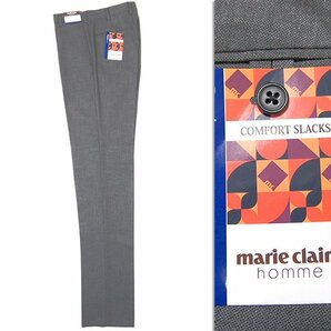 新品 マリクレールオム 春夏 ウールライク スラックス 88(XL) 灰 【P29489】 marie claire homme パンツ メンズ コンフォートの画像2