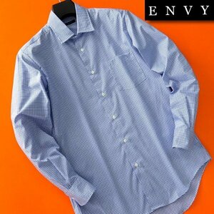 新品 山喜 エンビオム ファインクロス ストレッチ ドレス シャツ L 白青 【HJD559_72】 ENVY HOMME メンズ 長袖 吸水速乾 イージーケア