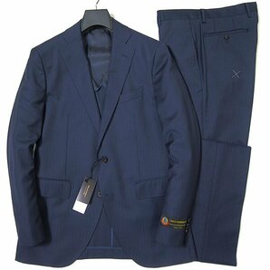 新品 スーツカンパニー 春夏 CARLO BARBERA Super140's ウール スーツ A8 (3L) 紺 【J53712】 185-6D メンズ ノータック シングルの画像1