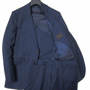 新品 スーツカンパニー 春夏 CARLO BARBERA Super140's ウール スーツ A8 (3L) 紺 【J53712】 185-6D メンズ ノータック シングルの画像2