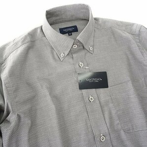 新品 サントレノ NAVY LABEL ドビー シャンブレー ストレッチ BD シャツ M 灰 【AHE300_440】 SANTRENO メンズ ボタンダウンの画像2