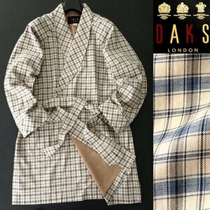 新品 ダックス 日本製 ハウスチェック柄 ブロード ガウン コート L ベージュ 【J53440】 DAKS LONDON 春秋冬 総裏地 メンズ