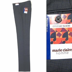 新品 マリクレールオム 春夏 ウールライク スラックス 94(XL以上) 濃灰 【P26341】 marie claire homme パンツ メンズ コンフォートの画像2