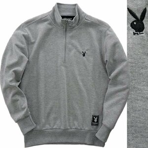 新品 プレイボーイ 裏毛 ハーフジップ スウェット LL 灰【33055_97】 PLAYBOY メンズ プルオーバー トレーナー スエット HALF ZIP