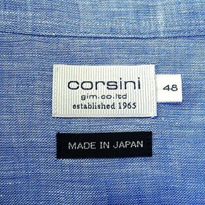 新品 1.5万 コルシーニ 日本製 盛夏 リネン シャンブレー シャツ L 青 【I55373】 CORSINI gim 麻100% ボタンダウン サマー メンズの画像9