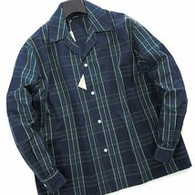 新品 Grand PARK ニコル 日本製素材 オープンカラー シャツ ブルゾン 46 (M) 紺緑 【I52017】 NICOLE 春夏 メンズ 長袖 オーバーサイズ_画像2