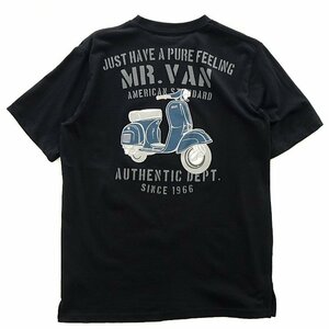 新品 ミスターヴァン 24年春夏 スクーター プリント カットソー M 黒【VA1742007_99】 MR.VAN メンズ 半袖 丸首 Tシャツ バイク コットン