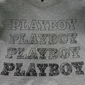 新品 プレイボーイ 24年春夏 グラフィック スウェット LL 灰【41022_97】 PLAYBOY ロゴ 長袖 コットン スエット トレーナー メンズの画像4