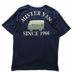 新品 ミスターヴァン 24年春夏 クラシックバス プリント Tシャツ LL 紺【VA1742006_79】 MR.VAN メンズ 半袖 丸首 カットソー コットン