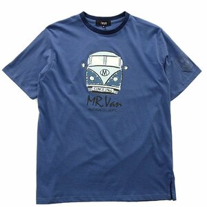 新品 ミスターヴァン 24年春夏 クラシックバス プリント Tシャツ LL 青【VA1742006_78】 MR.VAN メンズ 半袖 丸首 カットソー コットン