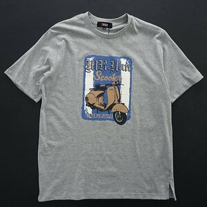 新品 ミスターヴァン 24年春夏 スクーター プリント カットソー LL 灰 【VA1742007_97】 MR.VAN メンズ 半袖 丸首 Tシャツ バイク コットン