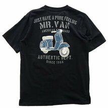 新品 ミスターヴァン 24年春夏 スクーター プリント カットソー L 黒【VA1742007_99】 MR.VAN メンズ 半袖 丸首 Tシャツ バイク コットン_画像1