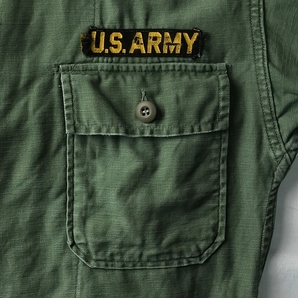 1950's~1960's アメリカ軍 ファティーグシャツ ユーティリティーシャツ ヴィンテージ コットンサテン U.S.ARMY 米軍 カットオフ 希少の画像6