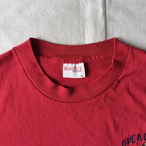 1980's~1990's MADE IN USA アメリカ製 SUNBELT Sportswear ロンT 長袖Tシャツ ヴィンテージ 刺繍ロゴ レッド 赤 希少の画像3