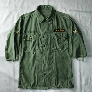 1950's~1960's アメリカ軍 ファティーグシャツ ユーティリティーシャツ ヴィンテージ コットンサテン U.S.ARMY 米軍 カットオフ 希少の画像1