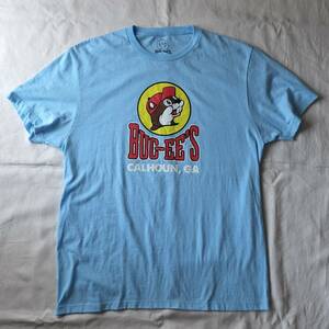 2000's~ MADE IN USA アメリカ製 BUC-EE'S プリントTシャツ ヴィンテージ ライトブルー 水色 表記Lサイズ USA輸入古着 美品
