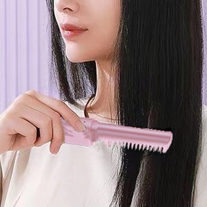 ヘアアイロン USB充電 ヘアアイロンブラシ ストレート カール 両用 コードレス くし型 携帯用 小さい ミニ 持ち運び 2way かわいい ピンク