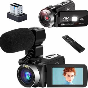 ビデオカメラ 4K YouTubeカメラWIFI機能4800万画素#886