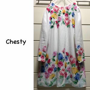 Chesty フラワー　長袖　ワンピース　日本製　size 1 チェスティ　 花柄　ボタニカル