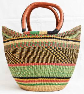  prompt decision [ hand made 1 point thing ] maru she bag boruga basket /brukina basket /41×35cm/ Africa / basket bag /M-242-7