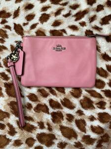 COACH leather pouch pink 