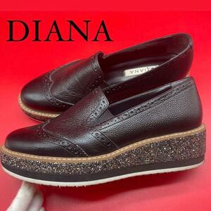 DIANA (ダイアナ) 厚底グリッター ローファー スニーカー 23.5 黒 nj