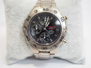 * operation goods * Seiko /SEIKO Alba Epsilon /ALBA EPSILON chronograph V657-7020 titanium face color : black men's wristwatch 72880