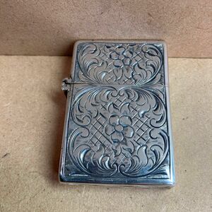 銀製 オイルライター ビンテージ 全面加工 手彫り シルバー silver ZIPPO インサイドユニット 1950年代