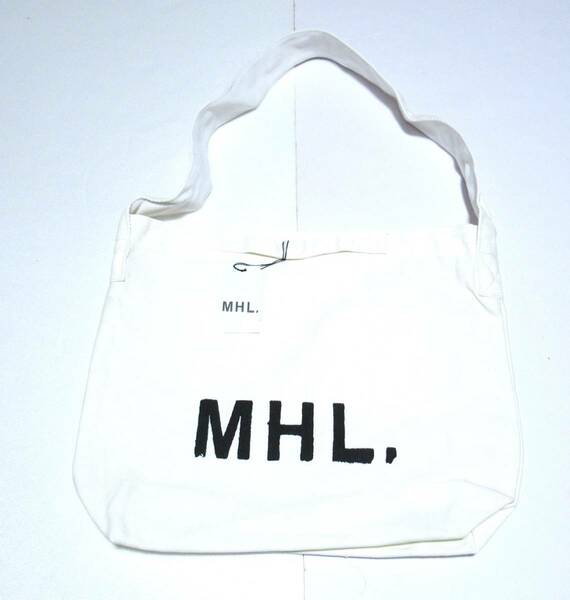 ★MHL マーガレットハウエル キャンバスショルダーバッグ ホワイト