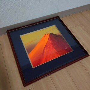 Art hand Auction Starting from 1 yen Mt. Sengaku Mt. Fuji Oil Painting Fine Art Painting Landscape Painting Red Mt. Fuji Framed Japanese Painting Art, painting, oil painting, Nature, Landscape painting