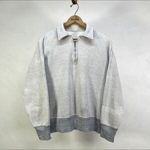 50s USA製 ツートン ハーフジップ スウェット L XL 程度 vintage ヴィンテージ made in usa スウェットシャツ ヴィンスエ 霜降り グレー 