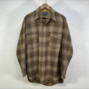 ミント！ 60s USA製 オンブレsize L 16 pendleton ウールシャツ ペンドルトン チェック イエロー ゴールド made in usa ネルシャツ