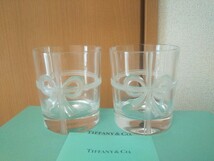 Tiffany& Co. ティファニー ブルーボックス リボン ペアセット グラス ガラス カガミ クリスタル ロックグラス_画像1