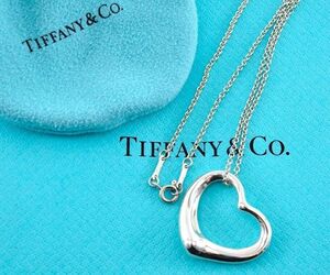 Tiffany & Co. ティファニー オープンハート PERETTI ネックレス スターリングシルバー925 銀 10.0g 保存袋付き 10879