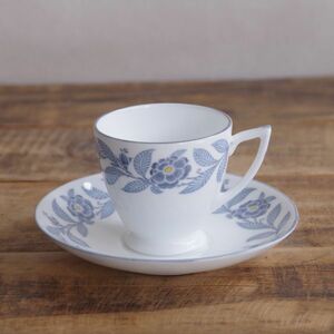  Minton Eddie n rose blue gray floral print small cup saucer Minton Edinburgh Espresso cup #240329-1~7