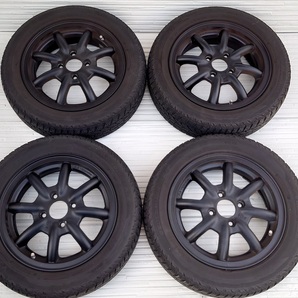 ■ワタナベ エイトスポーク マットブラック 14x4.5J/ PCD100 オフセット+45 ヨコハマ GEOLANDAR 155/65R14 G015 レーシングサービス■の画像1