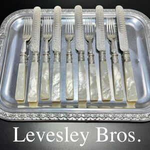 【Levesley Bros】【白蝶貝】ビクトリアン パストリーセット ナイフ/フォーク 10本 マザーオブパール