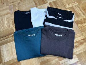 お得【送料円】UNIQLO U Tシャツ 5種セット 白 黒 ブラウン グリーン ボーダー Mサイズ ユニクロユー