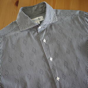 MEN'S BIGI メンズビギ ストライプシャツ 模様入り〈 Mサイズ 〉日本製 ホワイト／グレー 美品の画像3