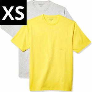 【2枚セット】Tシャツ レギュラーフィット 半袖 メンズ XS Tシャツ 半袖Tシャツ イエロー グレー
