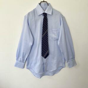 古着 ネクタイシャツ 無地 総柄 チェーン 綿 シルク M コーデ売り 水色 紺 セット売り ワイシャツ カッターシャツ ネイビー