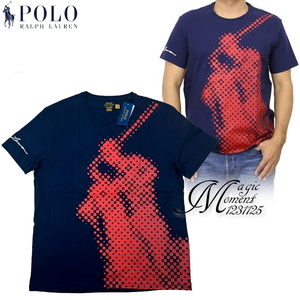 ★アメリカ購入 新品正規品 ポロ ラルフローレン ビッグポニー ドットプリント Tシャツ ネイビー L表記 POLO Ralph Lauren BIG PONY DOT T