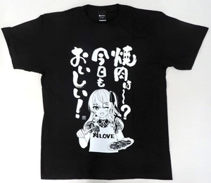 【未使用】【ブラック/Lサイズ】TEE 星街すいせい×牛角 焼肉Tシャツ ホロライブ 「すいちゃんと焼肉を食べる会」(#DV5ZD)