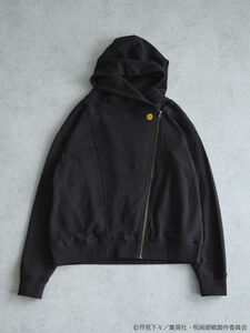 【新品・未使用】呪術廻戦 × earth music&ecology コラボ/ 呪術高専 校章刺繍ライダースパーカー 黒 BLACK ジップパーカー (#D43TB）