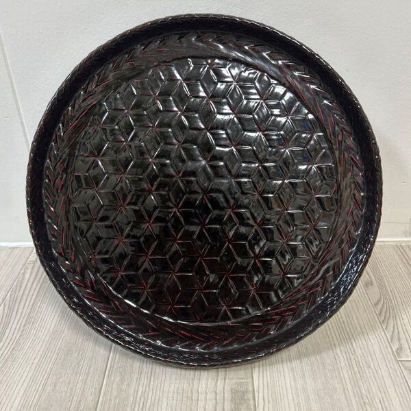 丸盆 籃胎漆器 竹製 昭和レトロ