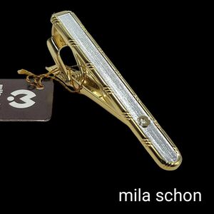 【未使用保管品】mila schon ネクタイピン ロゴ ゴールド シルバー